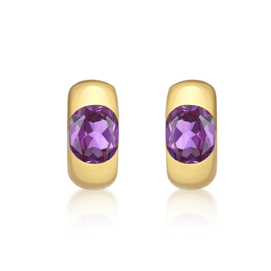 9ct Yellow Gold Amethyst Stud Earrings