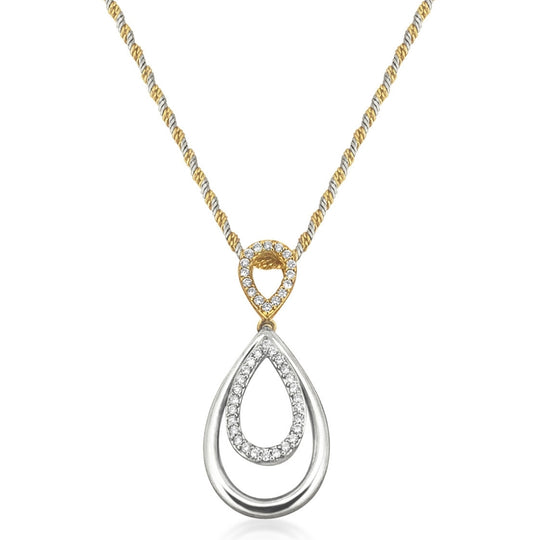 9ct White & Yellow Gold Diamond Pendant