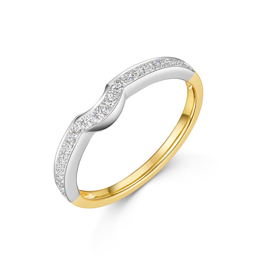 18ct Two Tone Diamond V Band