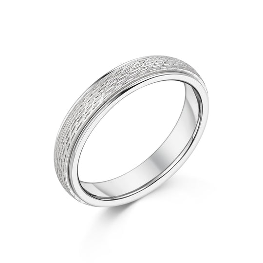 9ct White Gold Bevelled Design Gent's Wedding Band