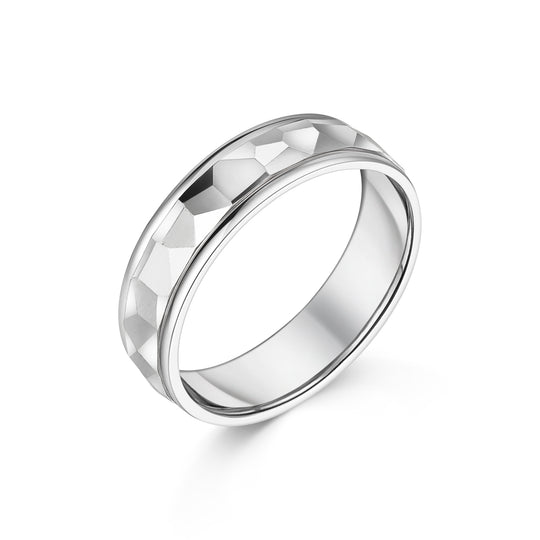 9ct White Gold Modern Gent's Wedding Band