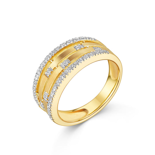18ct White & Yellow Gold Fancy Diamond Band