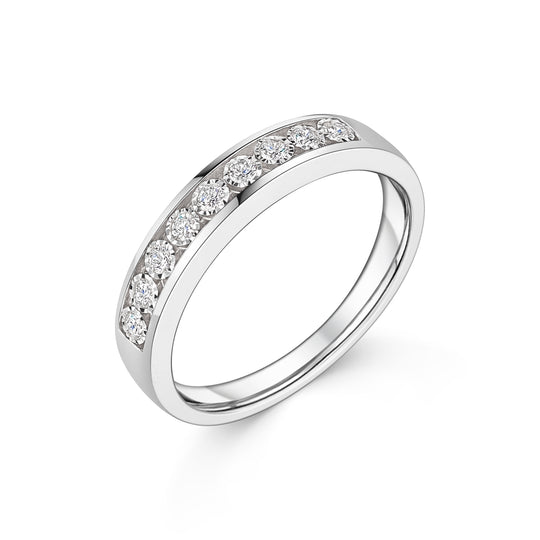 9ct White Gold Nine Diamond Band
