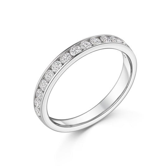 18ct White Gold Channel Set Diamond Band