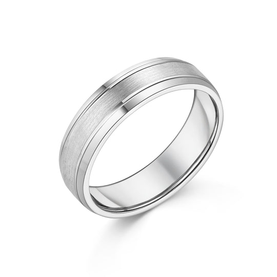 9ct White Gold Classic Design Gent's Wedding Band