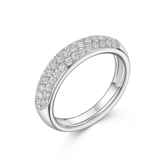18ct White Gold Three Row Diamond Ring