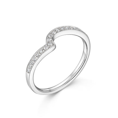 18ct White Gold Diamond Small V Band