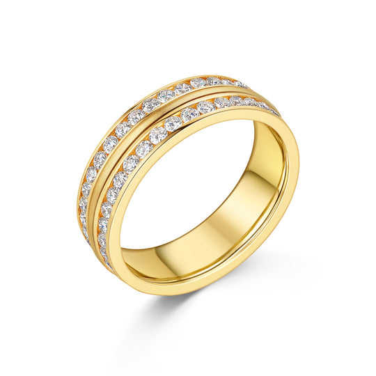 18ct Yellow Gold Two Row Diamond Band