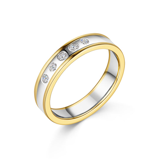 18ct Yellow & White Gold Diamond Band