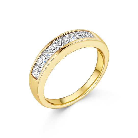 18ct Yellow Gold Princess Cut Diamond Band