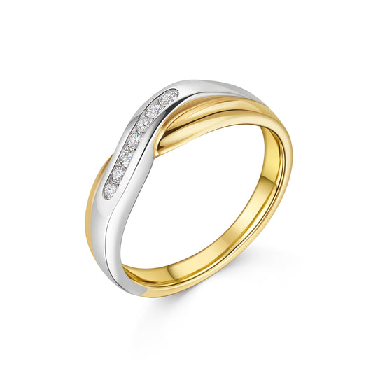 18ct Two Tone Channel Set Diamond Band
