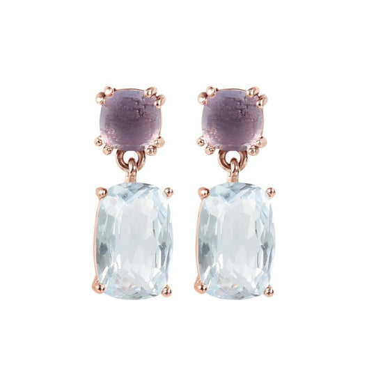 9ct Rose Gold Amethyst & Topaz Earrings